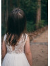 Ivory Eyelash Lace Tulle Sheer Back Flower Girl Dress